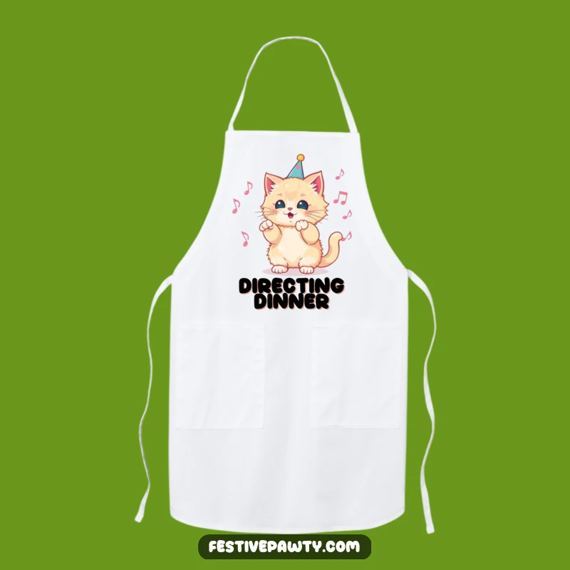 Funny Kitten Conductor Apron: Chef Fluffy Cat Leading Music Notes, a Scrumptious Funny Gift!