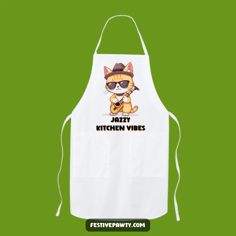 Funny Cool Cat Saxophone Apron: Cook to the Smooth Jazz Beat