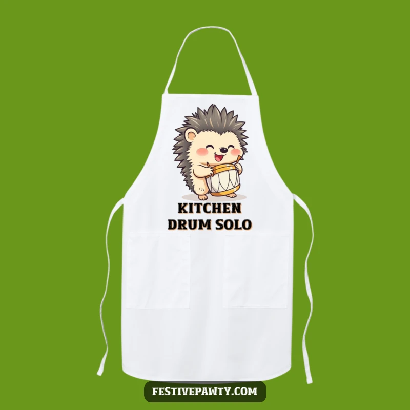 Funny Hedgehog Drumming Apron: Hilarious Kitchen Band Master