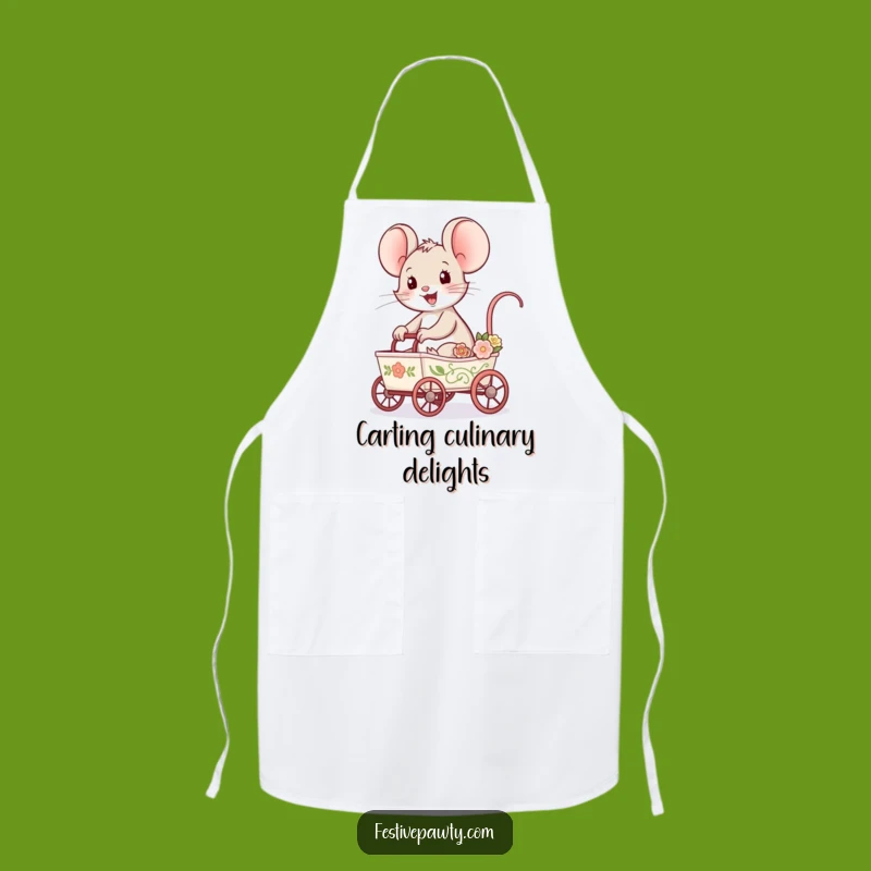 Funny Mouse Cart Ride Apron - Cook with Whimsical Delight and Charm