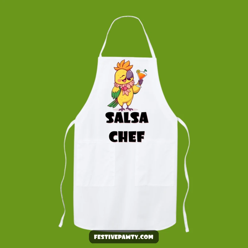 Funny Parrot Party Apron: Chef Giggling Bird with Cocktail, a Festive Funny Gift!