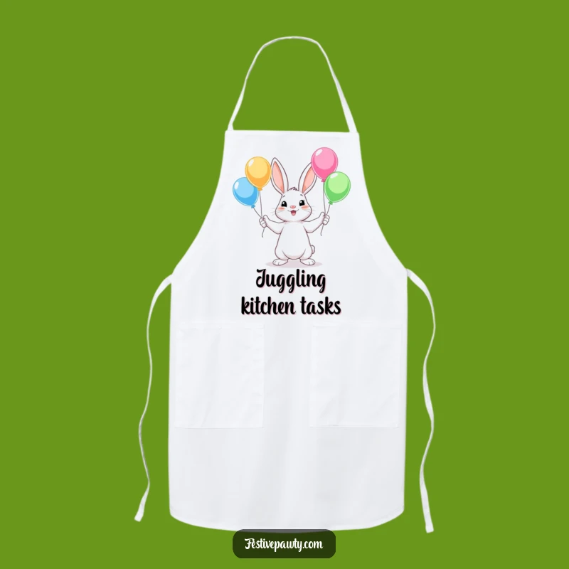 Funny Rabbit Balloon Juggling Apron: Kitchen Playfulness, Perfect Gift