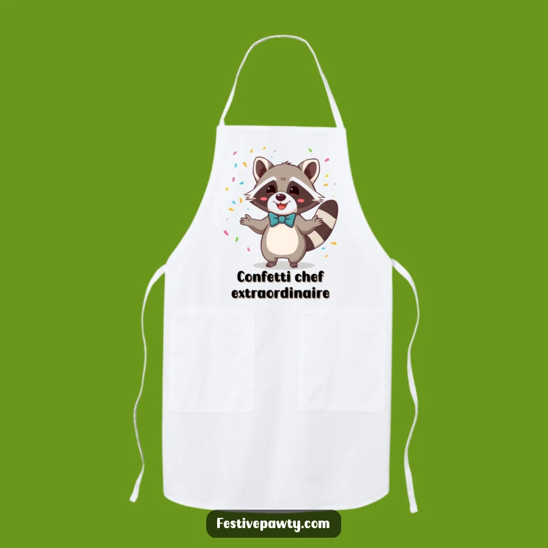 Funny Raccoon Bowtie Confetti Apron: Cook Up Laughs in Style