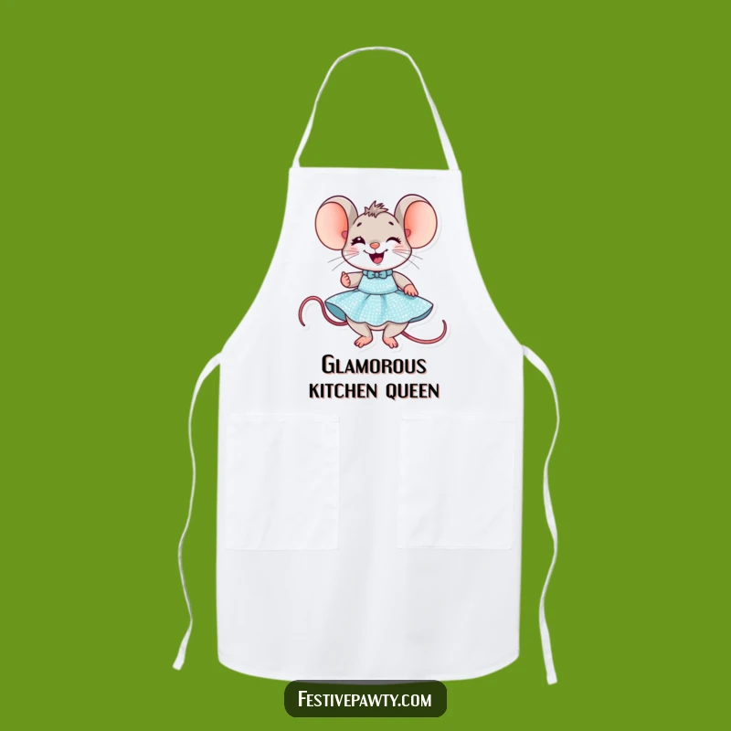 Funny Mouse Party Apron: Delighted Chef Mouse - Humorous Kitchen Gift