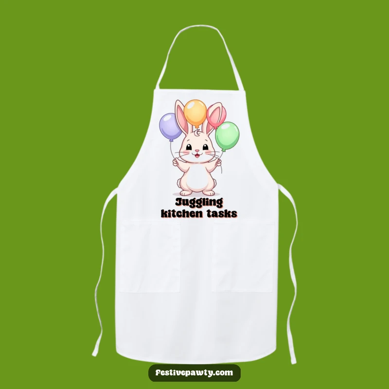 Durable Funny Rabbit Juggling Balloons Apron - Kitchen Fun for a Humorous Chef