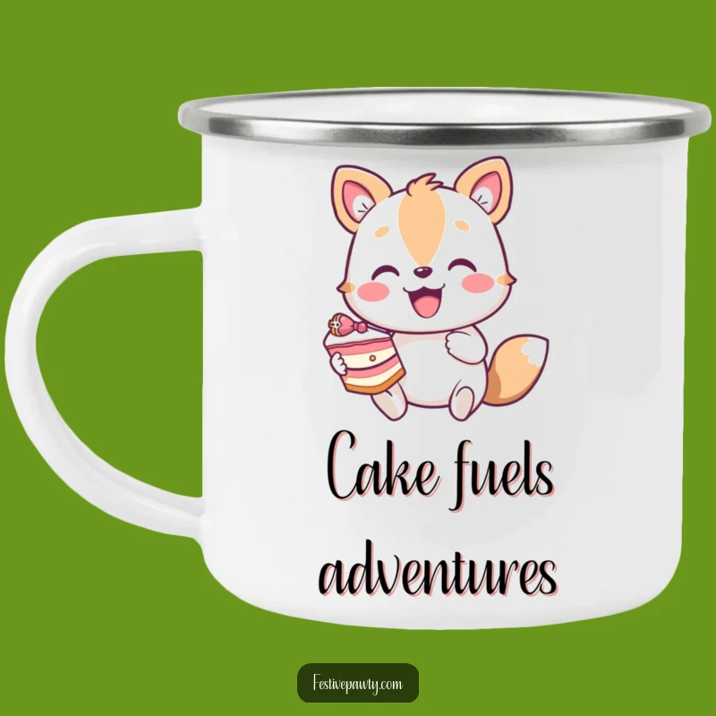 Funny Enthusiastic Animal Cake Camping Mug - Outdoorsy Dessert Lover Funny Gift