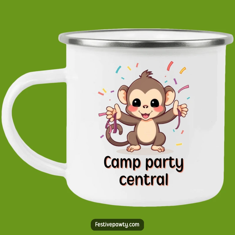Funny Monkey Streamer Camping Mug: Sip Celebration Outdoors, a Funny Gift