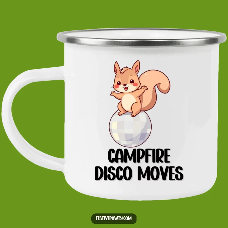 Funny Squirrel Disco Camping Mug: Dancing on a Disco Ball