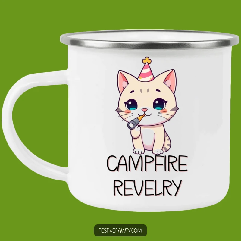 Funny Cat Party Camp Mug: Durable & Hilarious Gift for Outdoor Celebrations