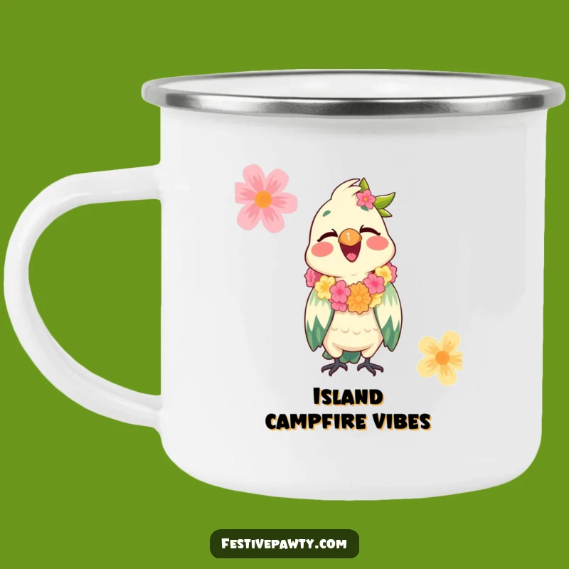 Durable Funny Parrot Lei Camping Mug - Your Tropical Party Companion Outdoors
