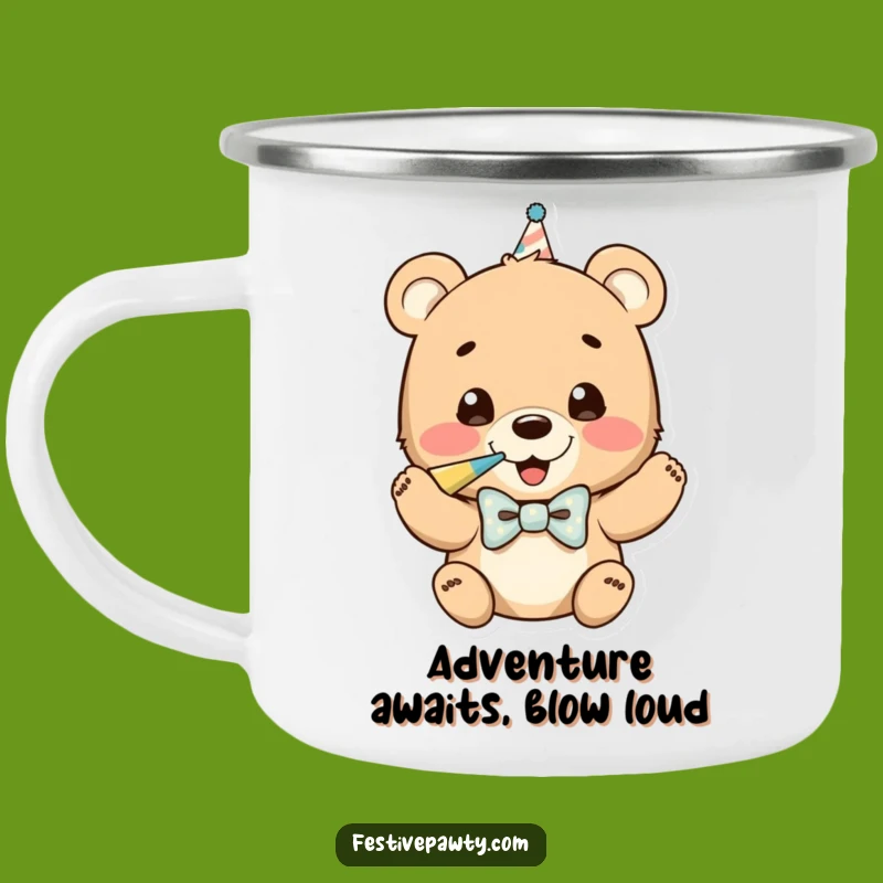 Funny Bear Cub Party Horn Camping Mug: Adventure & Humorous Sips