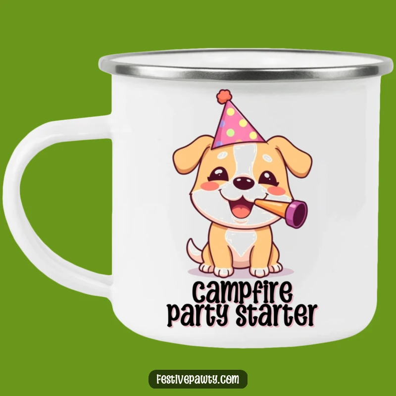 Funny Dog Party Camping Mug: Adventure & Celebration Outdoors!