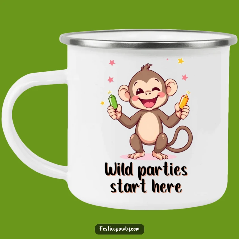 Funny Monkey Juggling Camping Mug - Adventure with a Smile