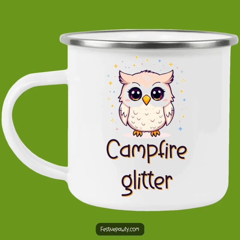 Funny Owl Glitter Surprise Camping Mug: Sip Sparkle on the Go, a Funny Gift