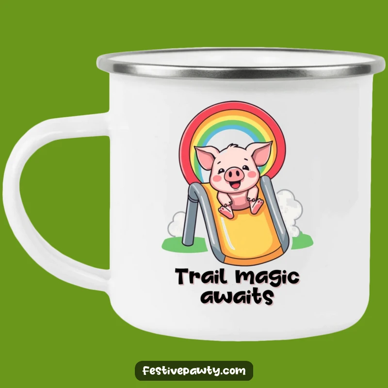 Funny Pig Rainbow Slide Camping Mug: Sip Adventures with this Durable, Funny Gift