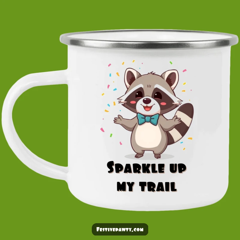 Funny Raccoon Bowtie Confetti Camping Mug: Adventure Fueled by Humor
