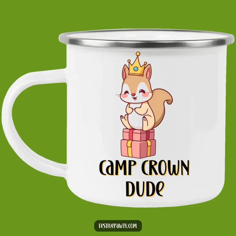 Funny Squirrel King Camping Mug - Royal Adventure Humor Gift