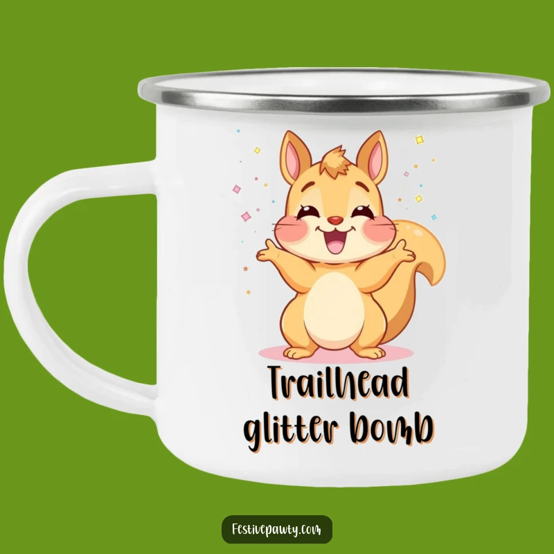Funny Squirrel Camping Mug - Ecstatic Glitter Outdoor Fun Gift