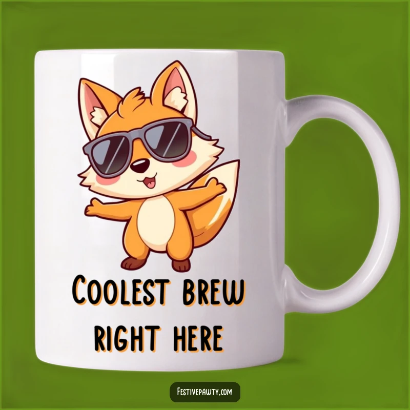 Funny Fox Grooving Mug: Cool Character Gift with Oversized Sunglasses!