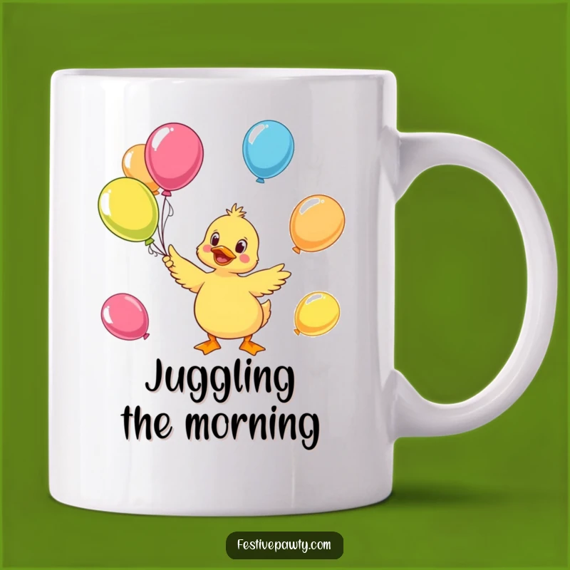 Funny Duck Juggling Mug - Cheerful Character's Hilarious Gift