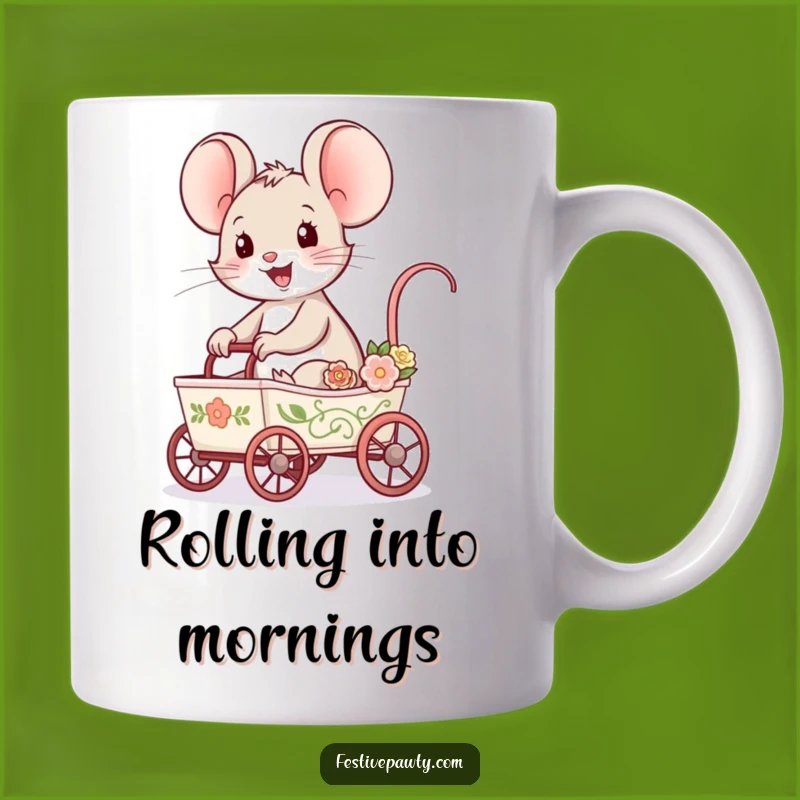 Funny Mouse Cart Ride Mug - Joyful Adventure Gift for Whimsical Souls