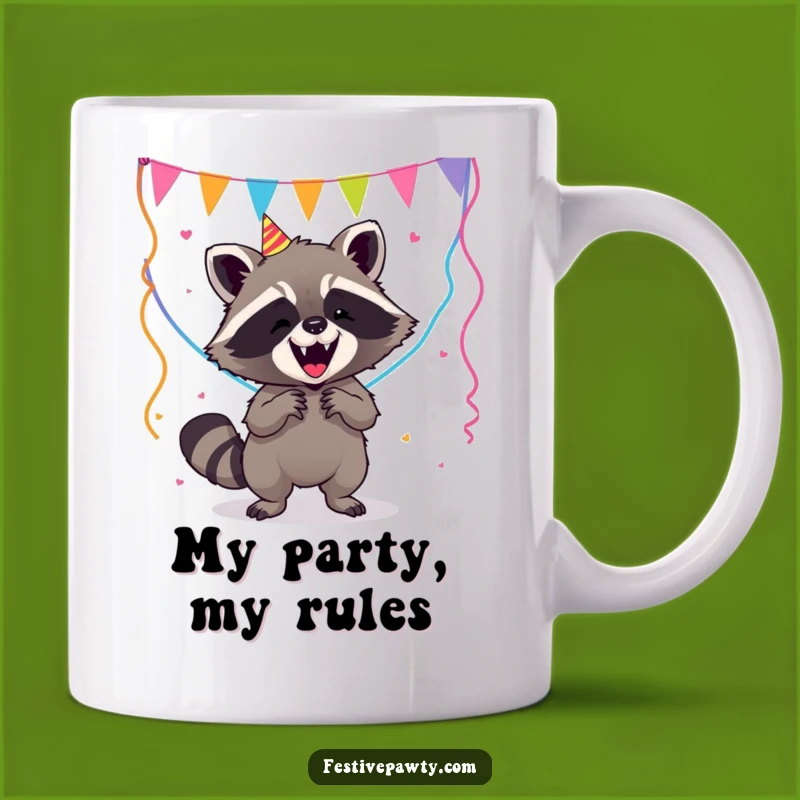 Funny Raccoon Party Streamer Balance Mug - Hilarious Gift for Animal Lovers