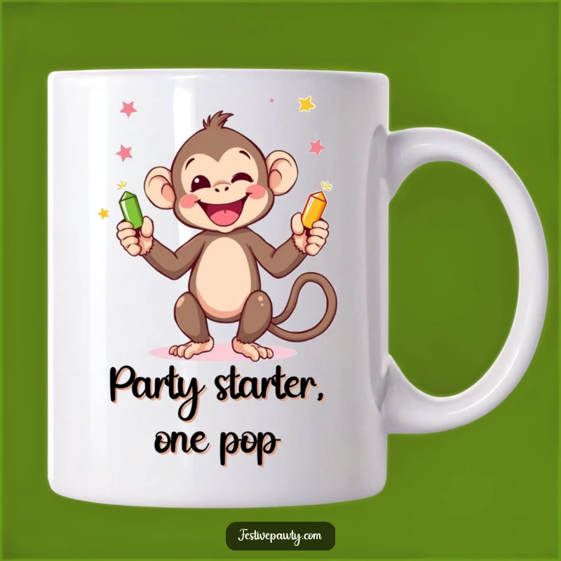 Funny Monkey Juggling Party Poppers Mug - Hilarious Primate Gift Idea
