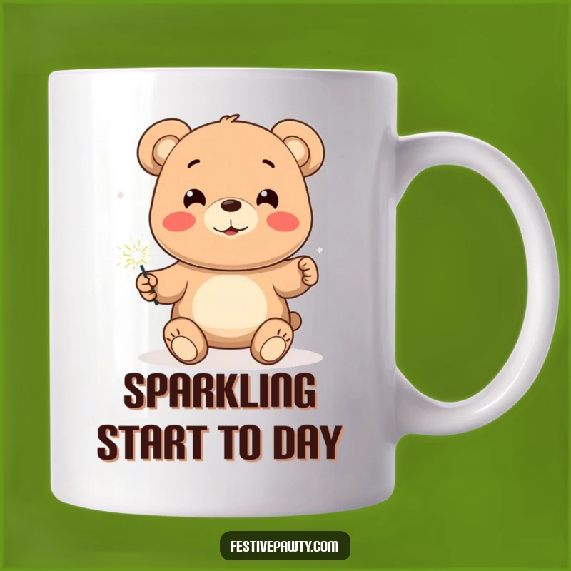 Funny Bear Sparkler Celebration Mug: Joyful Character, Perfect Festive Gift
