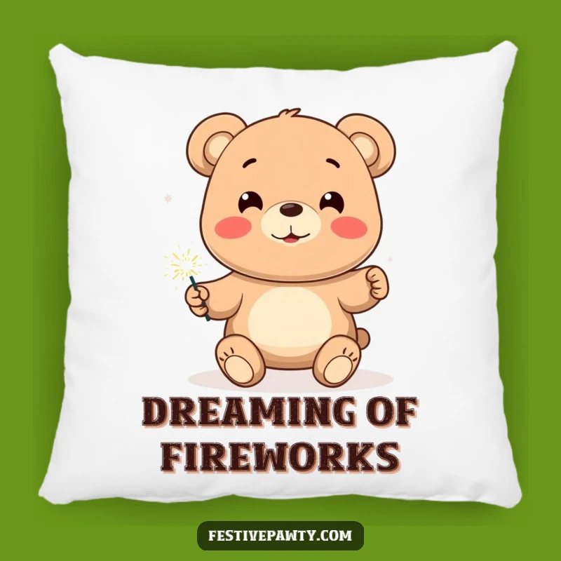 Cozy Bear Sparkler Pillow: Plush Comfort, Adorable Funny Gift
