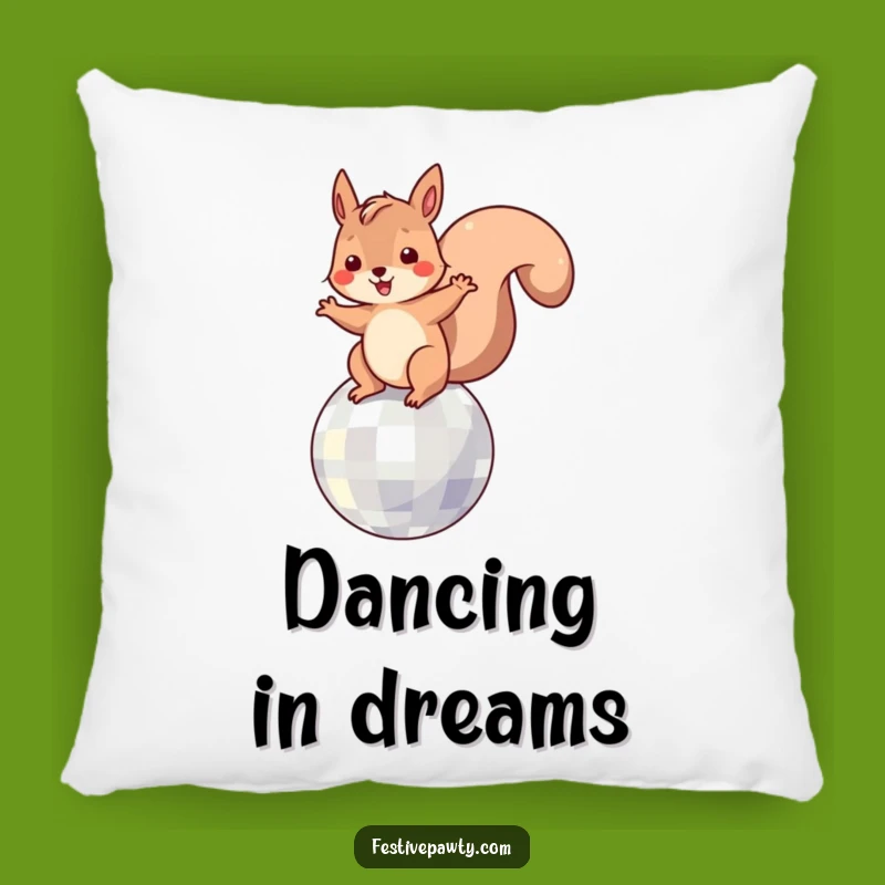 Funny Squirrel Disco Pillow: Dancing on a Disco Ball