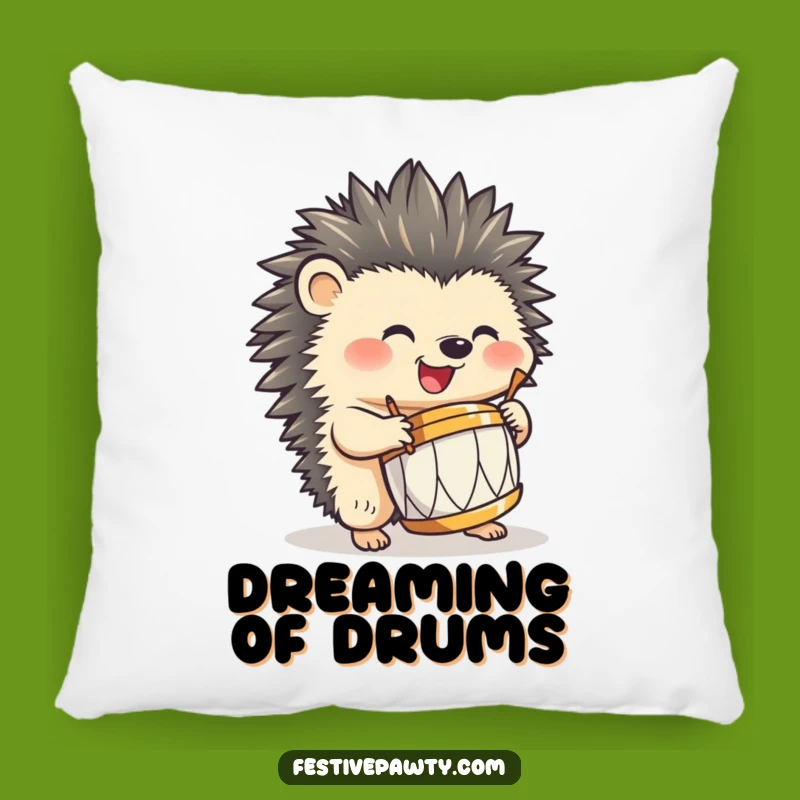 Funny Hedgehog Drummer Pillow: Hilarious Comfort with a Beat