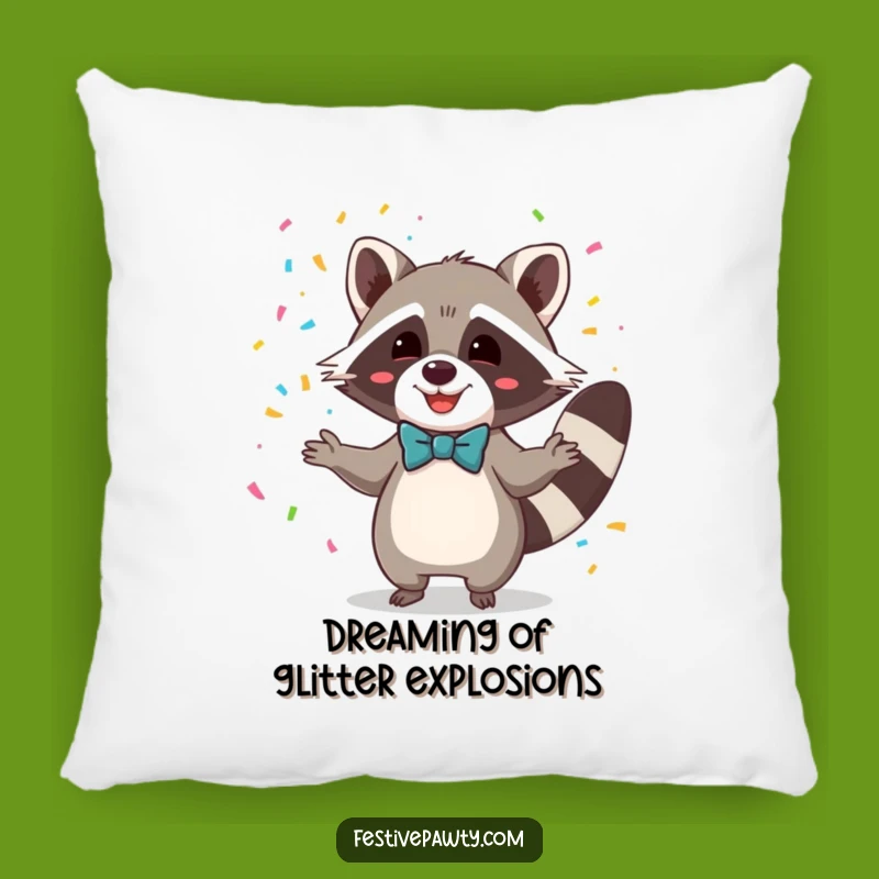 Funny Raccoon Bowtie Confetti Pillow: Cozy Up with Hilarious Charm