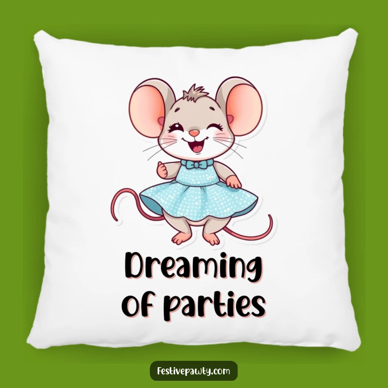 Funny Mouse Party Pillow: Delighted Dress-Up - Comedic Comfort Gift