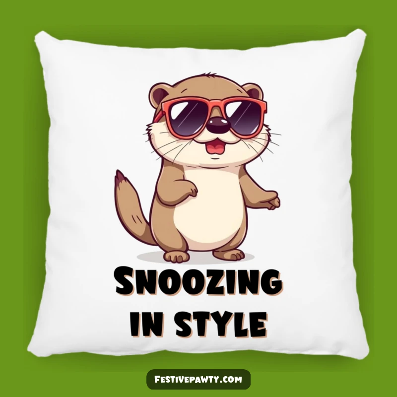 Funny Otter Sunglasses Pillow: Comfy & Humorous Otter Decor