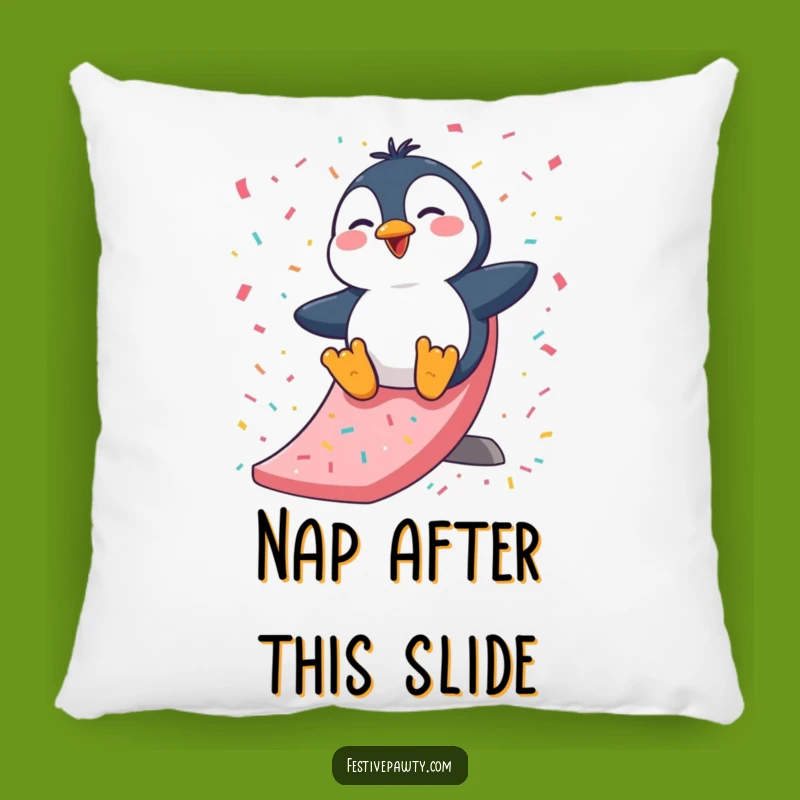 Funny Penguin Slide Pillow: Cozy Giggles, Soft Arctic Comfort, Perfect Accent Gift