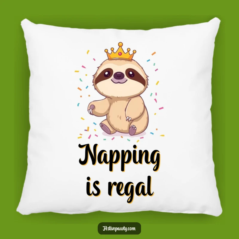 Funny Sloth Comfort Pillow: Cheerful Sloth Confetti Cushion for Cozy Relaxation