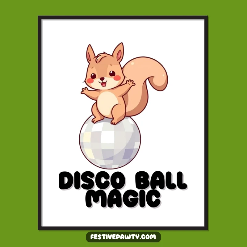 Funny Squirrel Disco Digital Art: Dancing on a Disco Ball