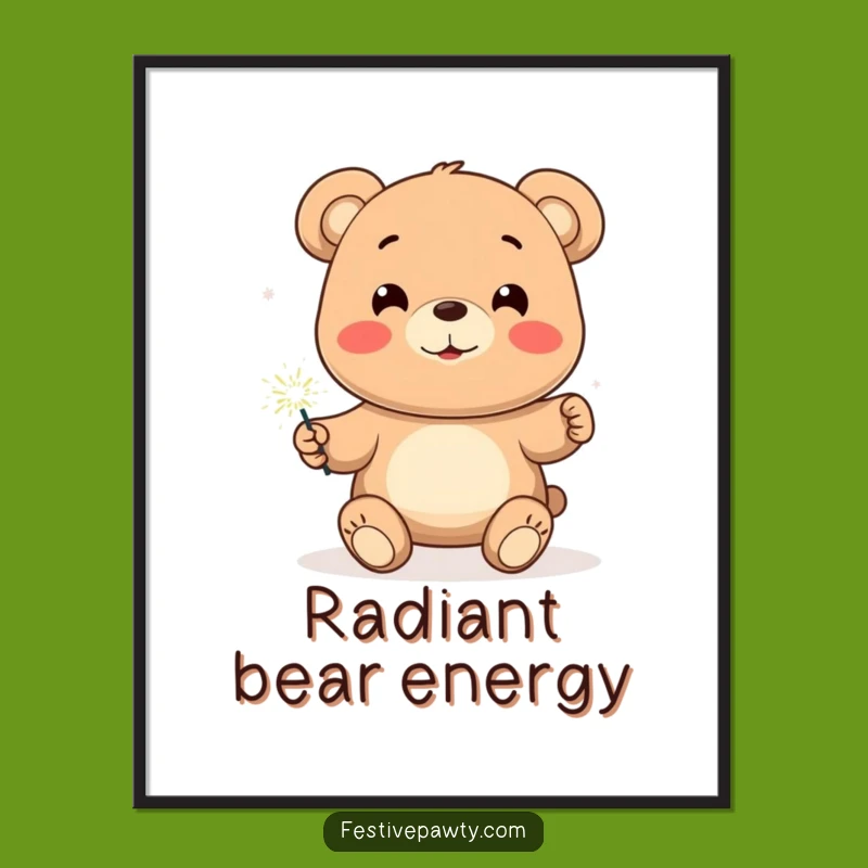 Funny Bear Sparkler Digital Art: Instant Download, Joyful Gift