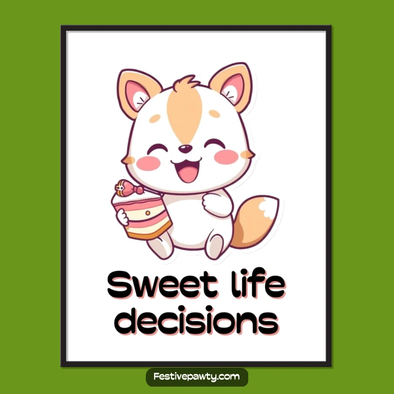 Funny Enthusiastic Animal Cake Digital Art - Instant Joyful Decor Funny Gift