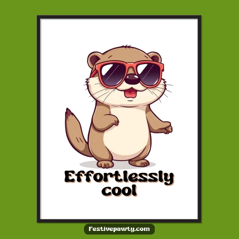 Funny Otter Sunglasses Digital Art: Instant Cool & Humorous Decor
