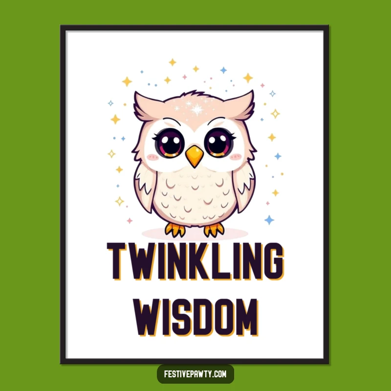 Funny Owl Glitter Surprise Digital Art Print: Instant Sparkle, a Perfect Funny Digital Gift