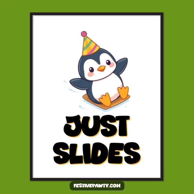 Funny Penguin Party Digital Print - Winter Fun Decor, Instant Gift!