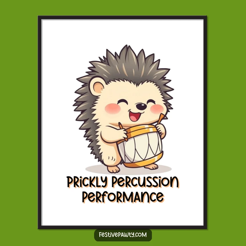 Funny Hedgehog Drumming Digital Art: Hilarious Music Download