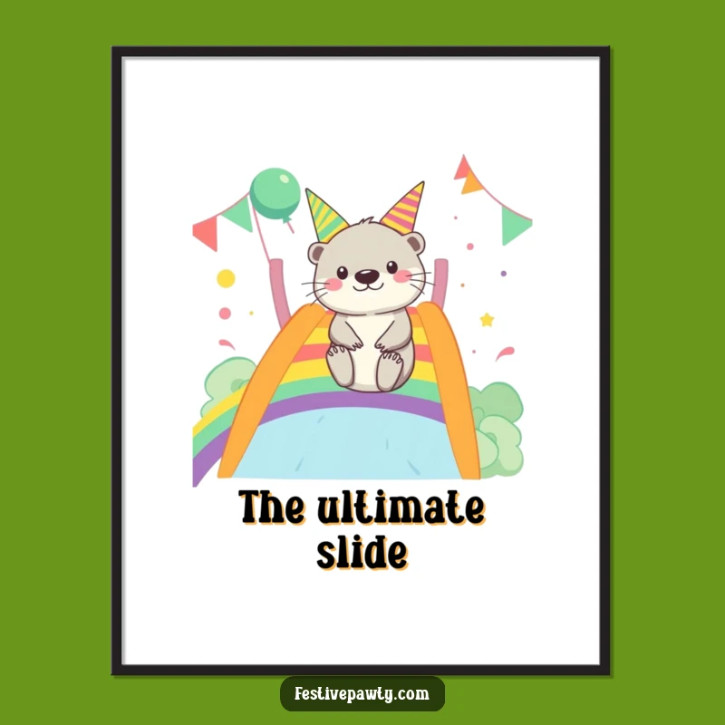Funny Otter Rainbow Slide Digital Art - Merry Print Gift