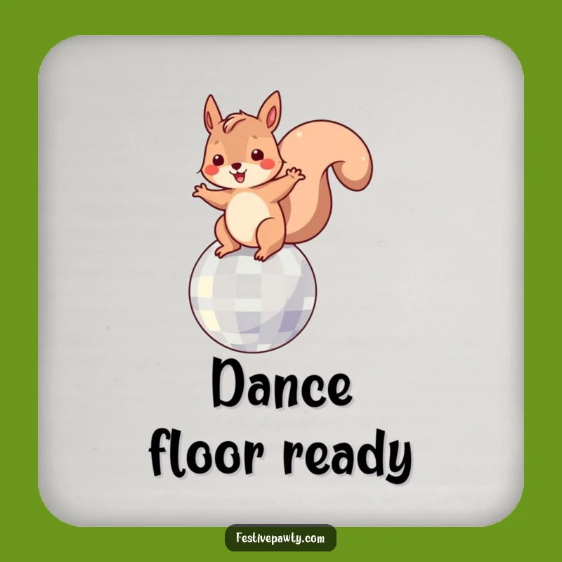 Funny Squirrel Disco Coaster: Dancing on a Disco Ball
