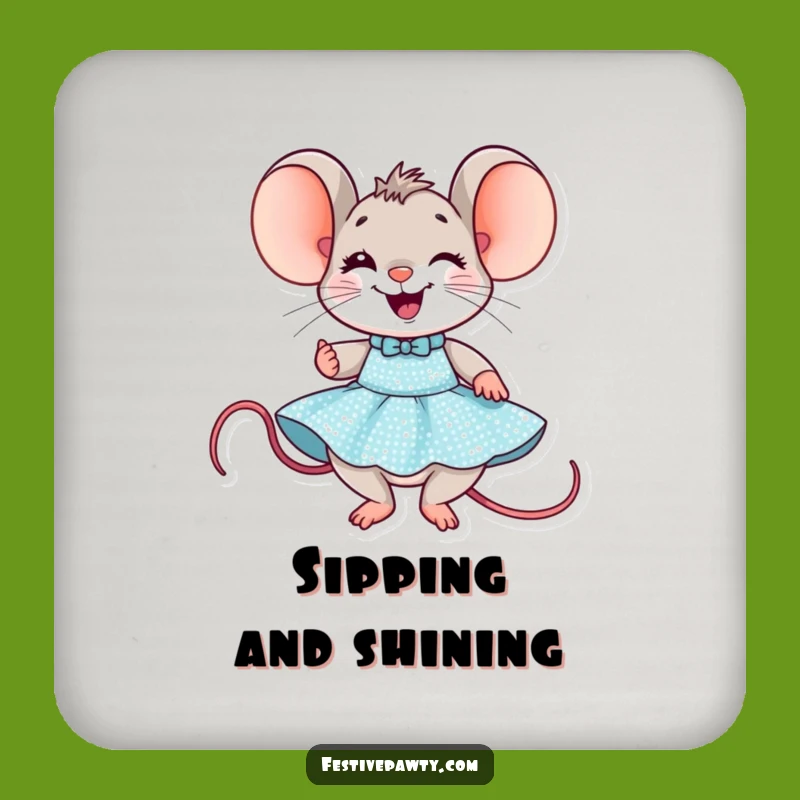 Funny Mouse Party Coaster: Delighted Dress-Up - Humorous Gift