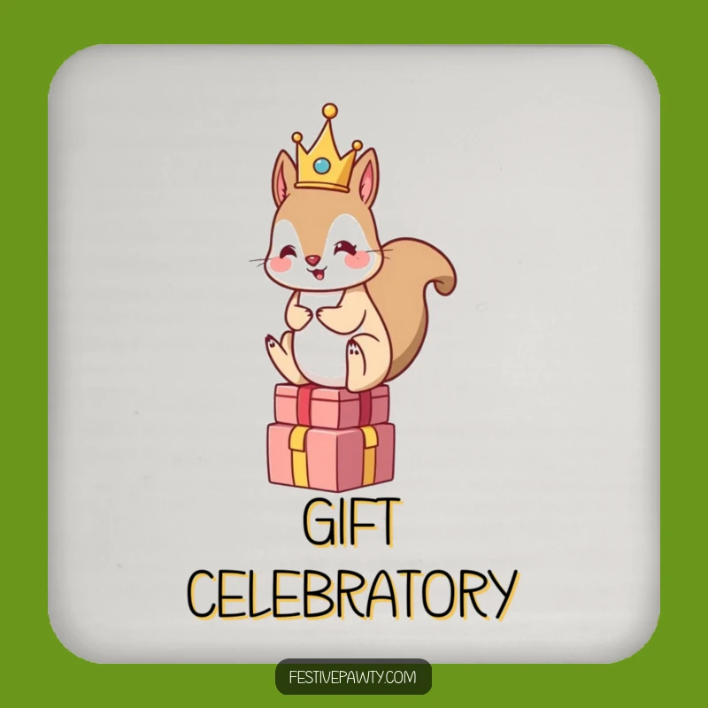 Funny Squirrel King Coaster - Royal Protection with Humor