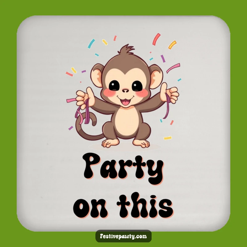 Funny Monkey Streamer Drink Coaster: Protect Surfaces with Party Fun, Funny Gift