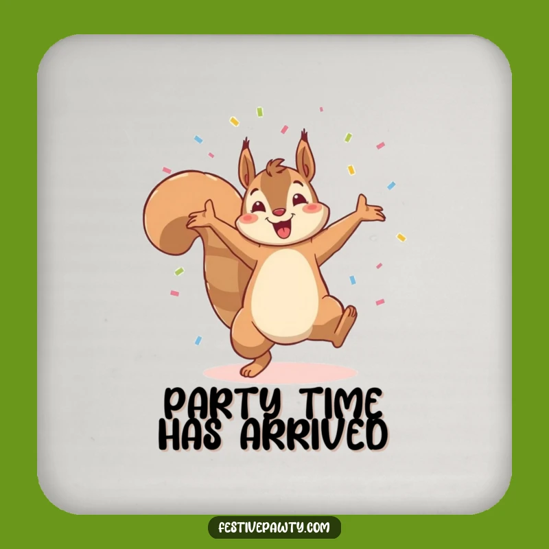 Funny Squirrel Cartwheel Drink Coaster: Protect Surfaces with Hilarious Confetti Charm