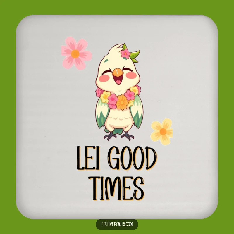 Protect Surfaces with a Funny Parrot Lei Drink Coaster